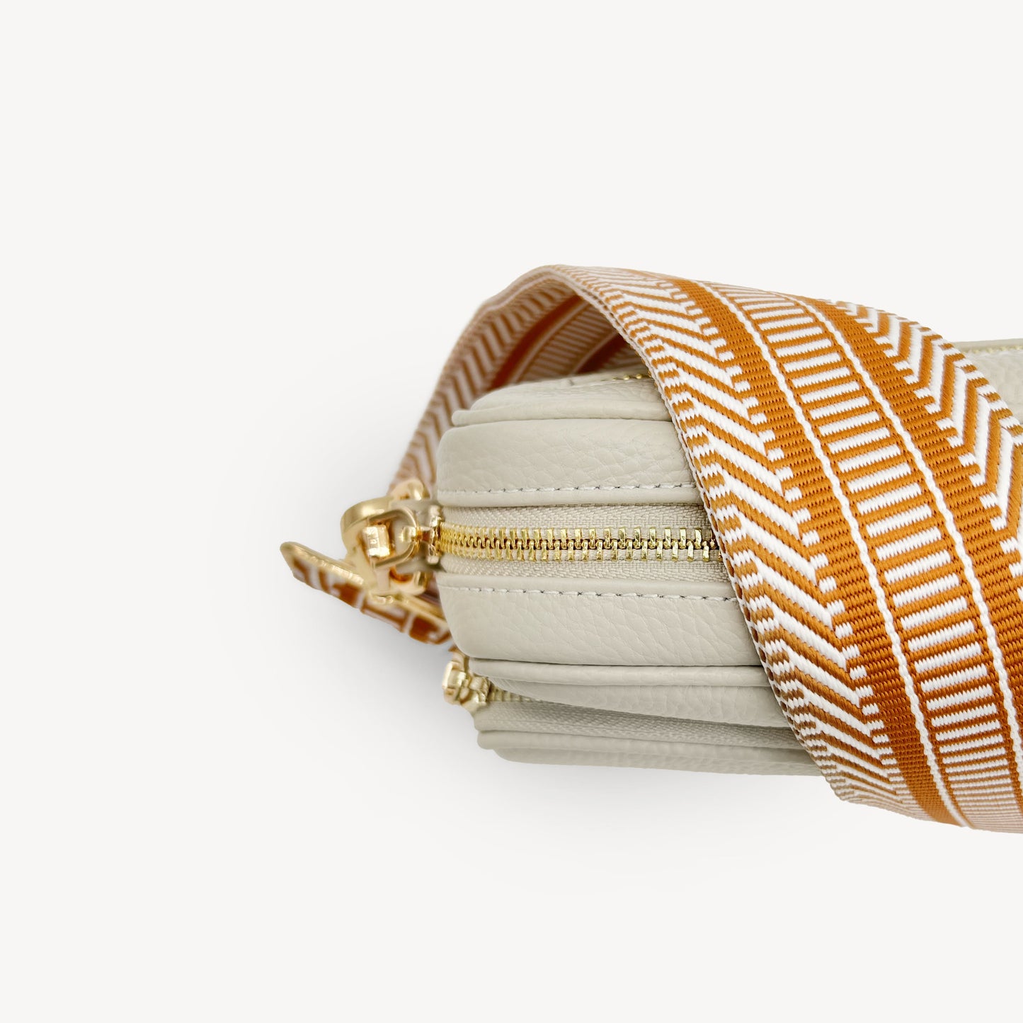 Correa azteca de rayas beige y blanco - accesorio boho chic