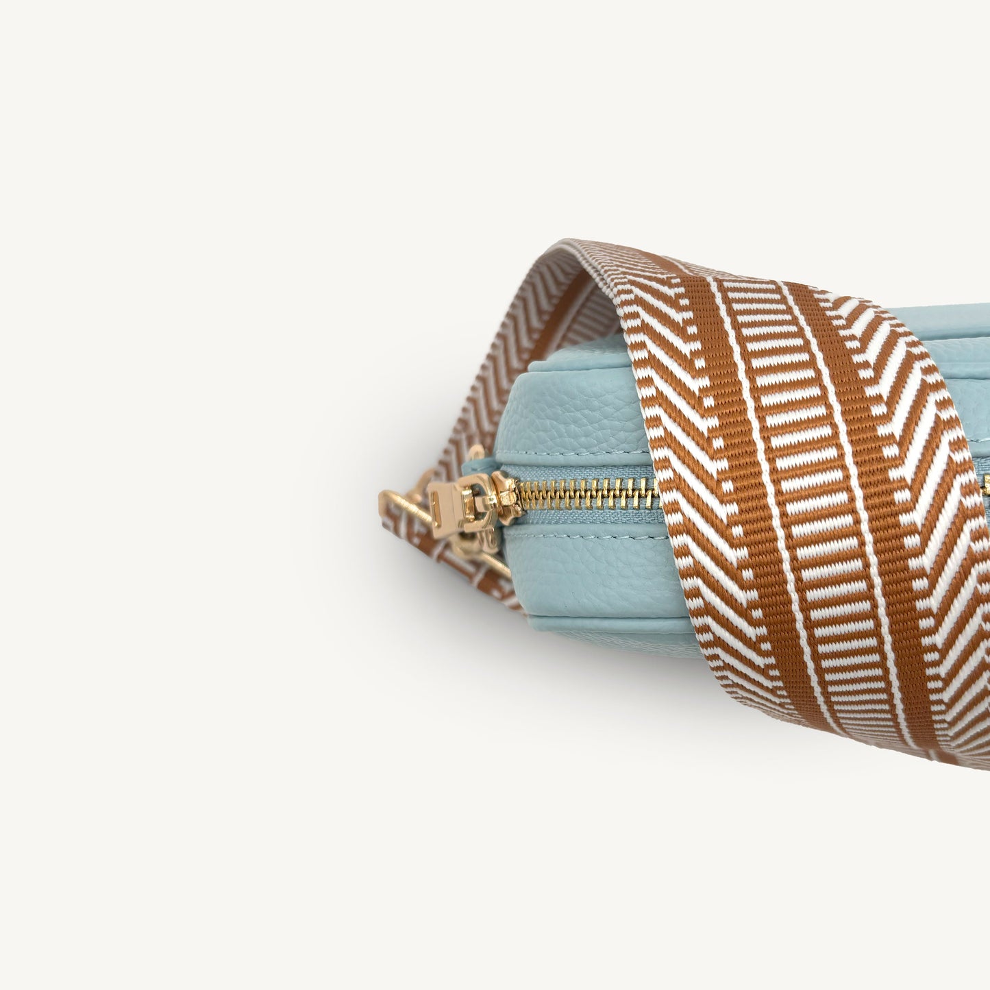 Correa azteca de rayas beige y blanco - accesorio boho chic