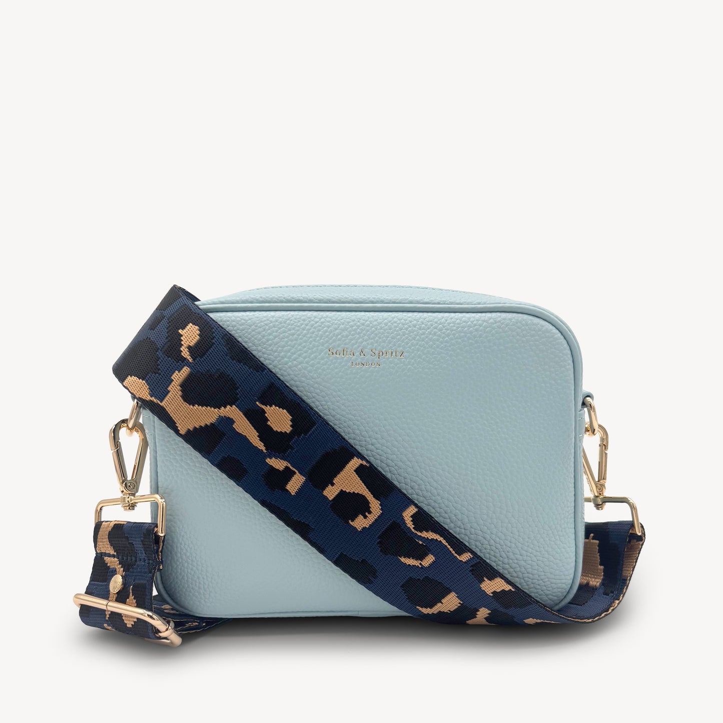 Correa de leopardo azul marino y dorado - Banda elegante con estampado de leopardo