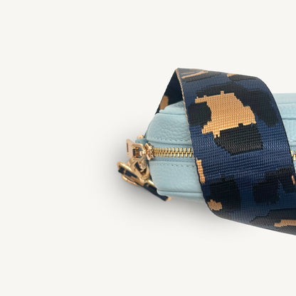 Correa de leopardo azul marino y dorado - Banda elegante con estampado de leopardo