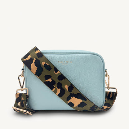 Correa con estampado de leopardo gris y dorado
