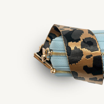 Correa dorada y gris con estampado de leopardo - Accesorio de lujo