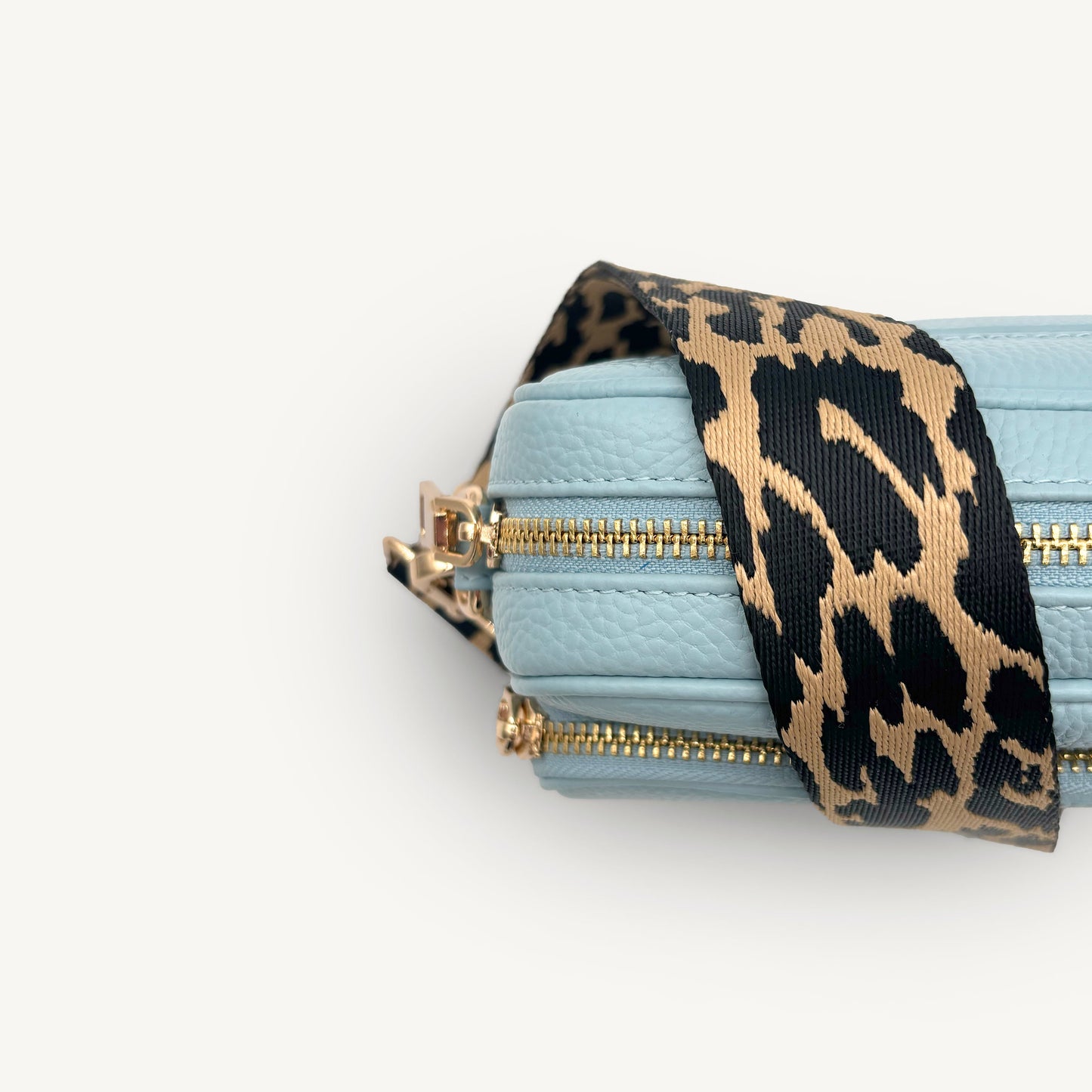 Correa negro y beige con estampado de leopardo - Accesorio elegante con estampado de leopardo