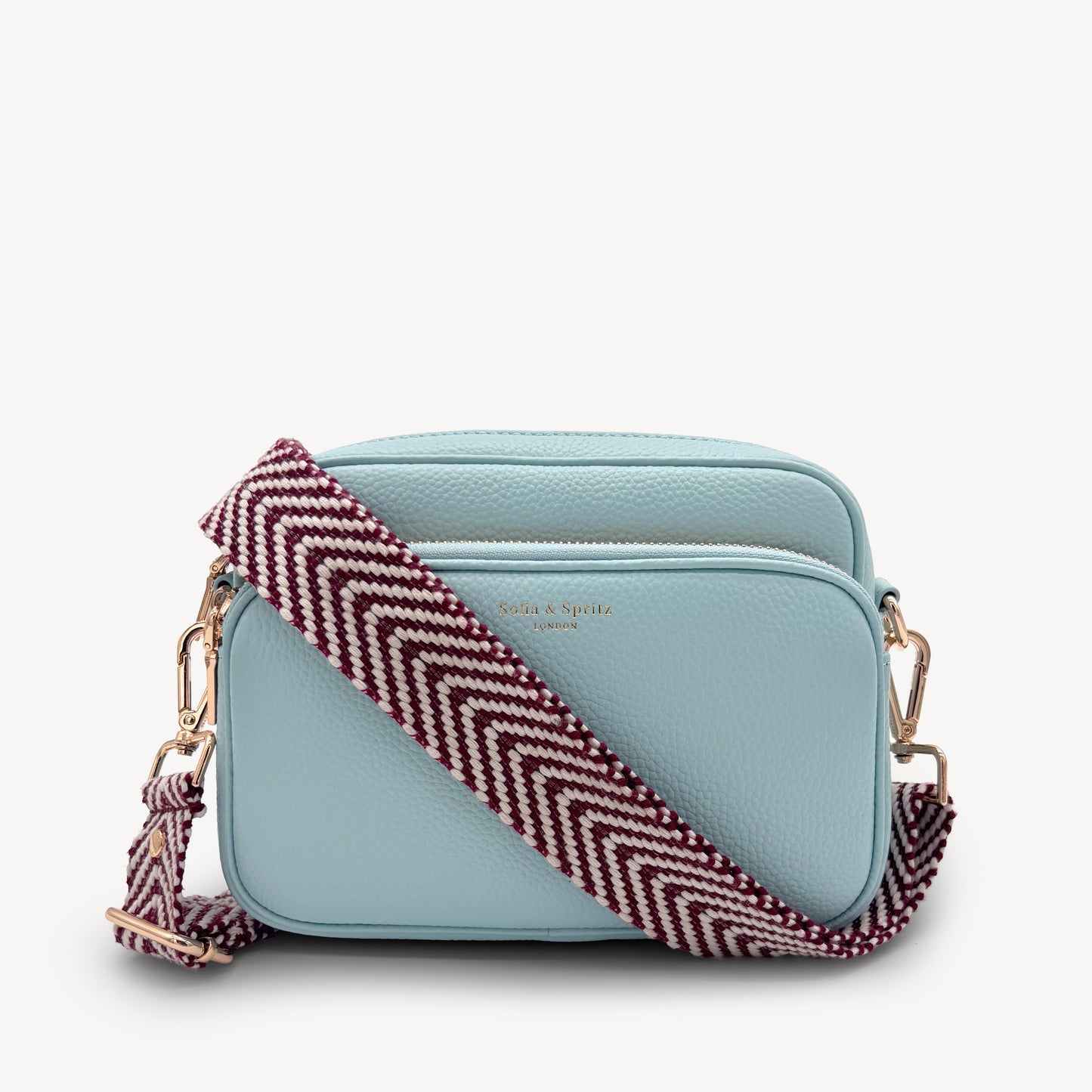 Correa de color burdeos y blanco con patrón en zigzag - Accesorio chic y moderno