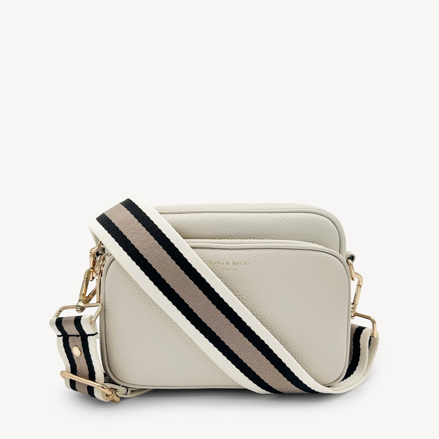 Correa a rayas en negro, piedra y beige - Elegante, versátil y duradera