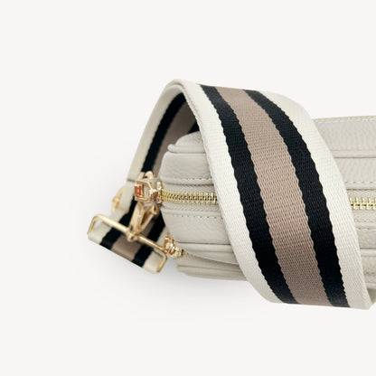 Correa a rayas en negro, piedra y beige - Elegante, versátil y duradera