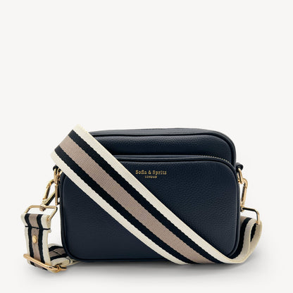 Correa a rayas en negro, piedra y beige - Elegante, versátil y duradera
