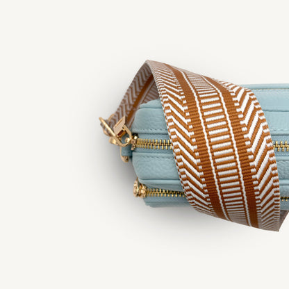 Correa azteca de rayas beige y blanco - accesorio boho chic