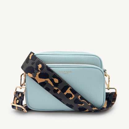 Correa con estampado de leopardo gris y dorado
