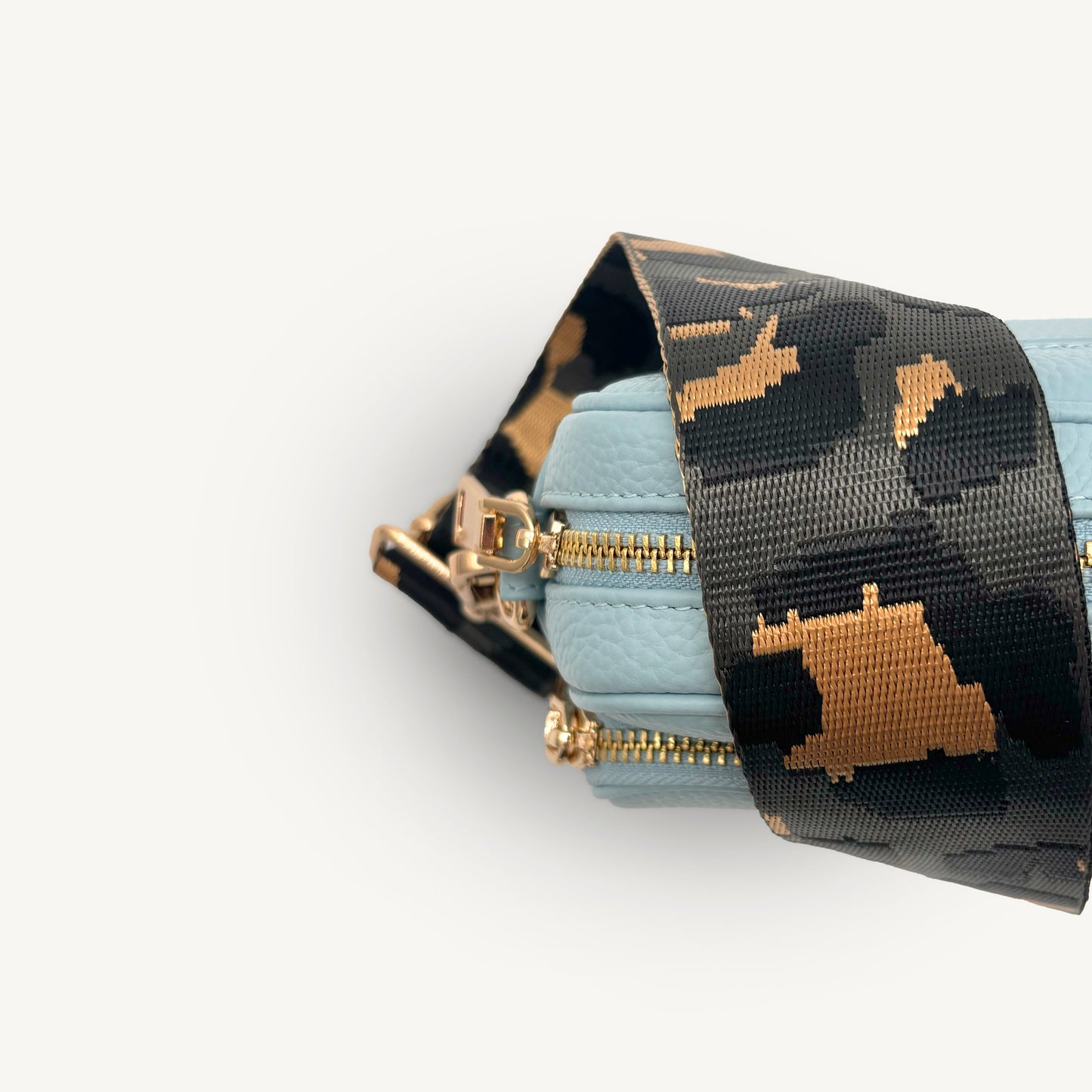 Correa con estampado de leopardo gris y dorado