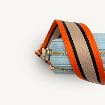 Correa a rayas naranja, beige y negro