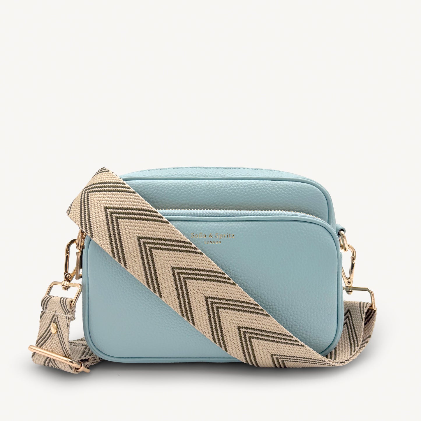 Correa de flecha en verde oliva y piedra — Boho-Chic, accesorio llamativo