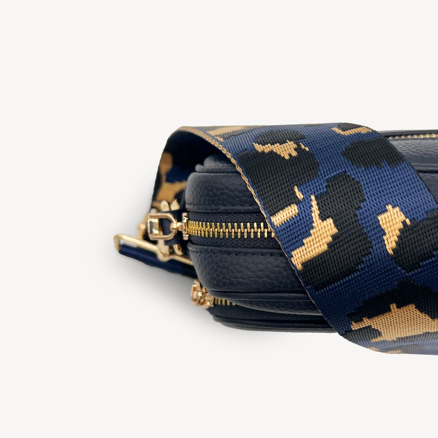 Correa de leopardo azul marino y dorado - Banda elegante con estampado de leopardo