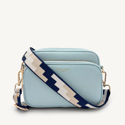 Correa rompecabezas azul marino, piedra y beige - Diseño en bloques de color