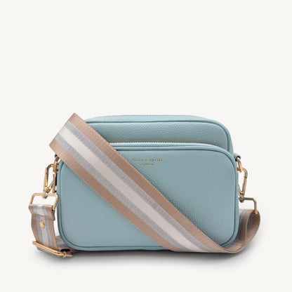 Correa a rayas champán y plata — accesorio lujoso y elegante