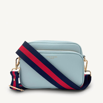 Correa de rayas azul marino y rojas — estilo audaz y clásico a rayas