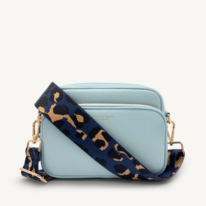 Correa de leopardo azul marino y dorado - Banda elegante con estampado de leopardo