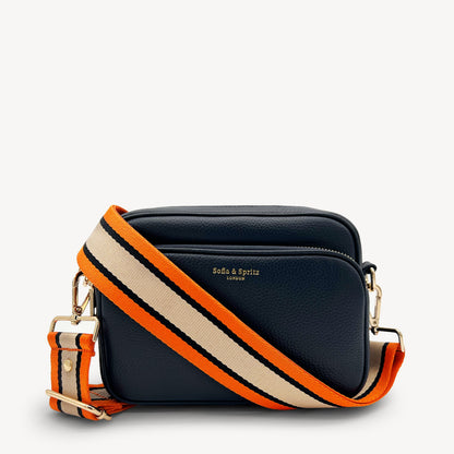 Correa a rayas naranja, beige y negro