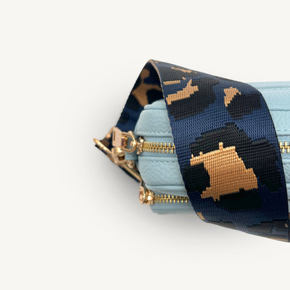 Correa de leopardo azul marino y dorado - Banda elegante con estampado de leopardo