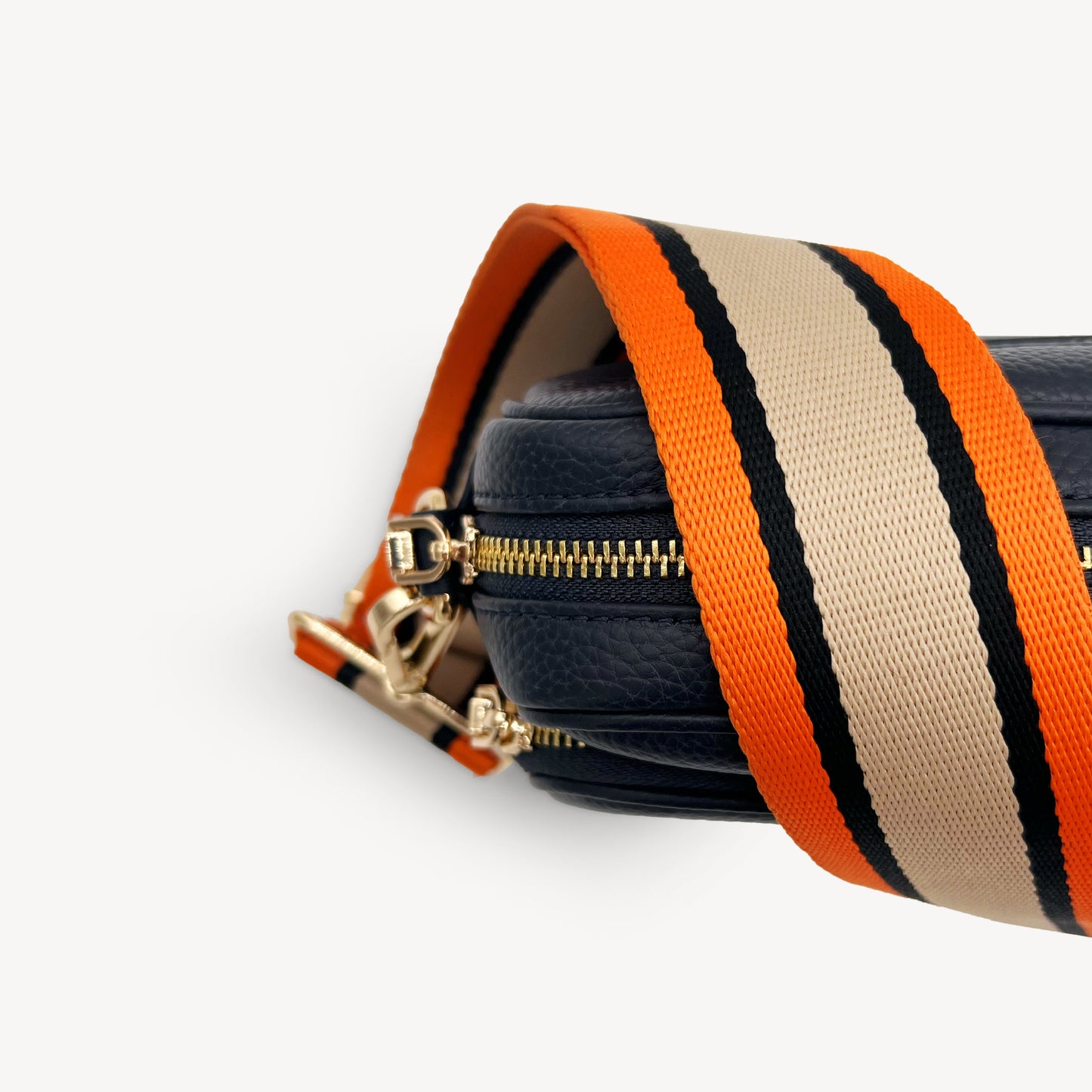 Correa a rayas naranja, beige y negro