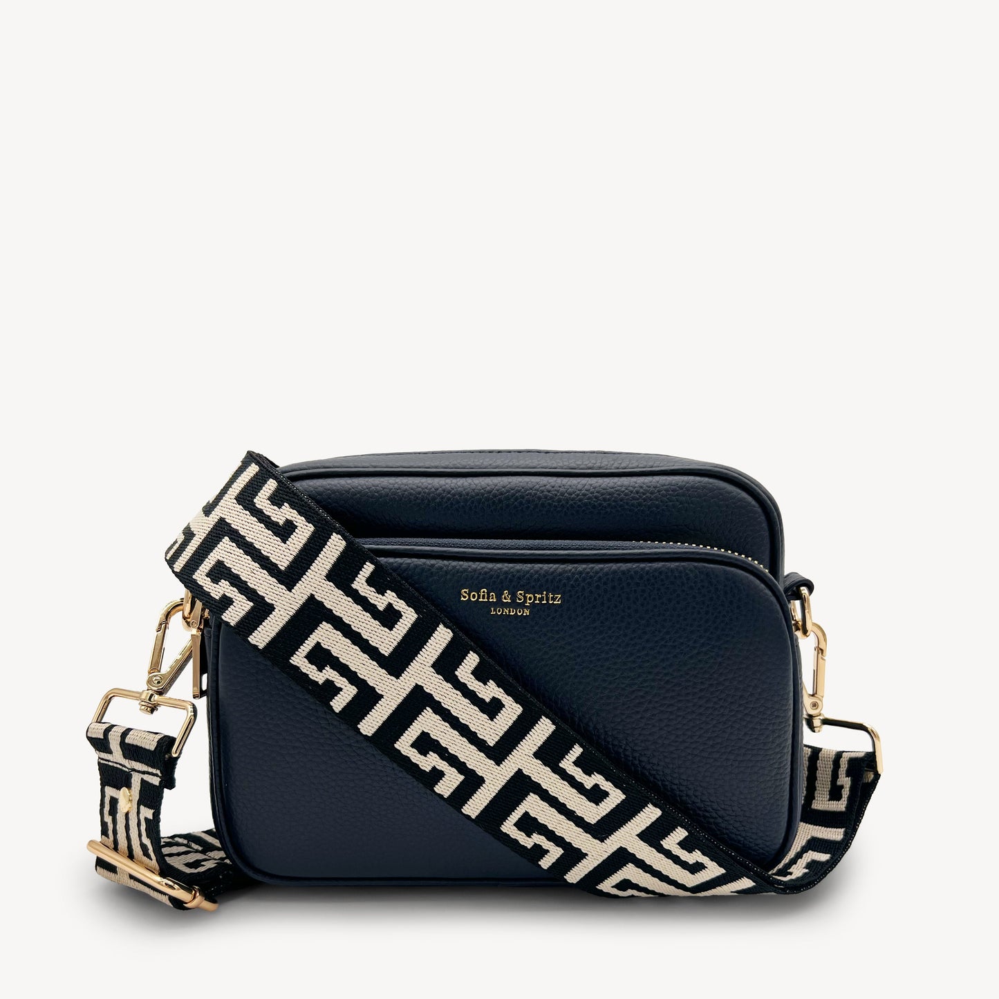 Correa griega en negro y piedra - Estilo elegante y audaz