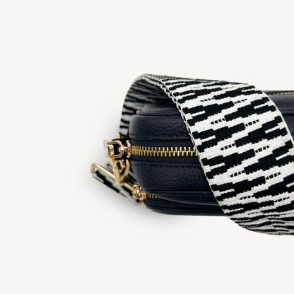 Correa en zigzag negro y blanco, audaz