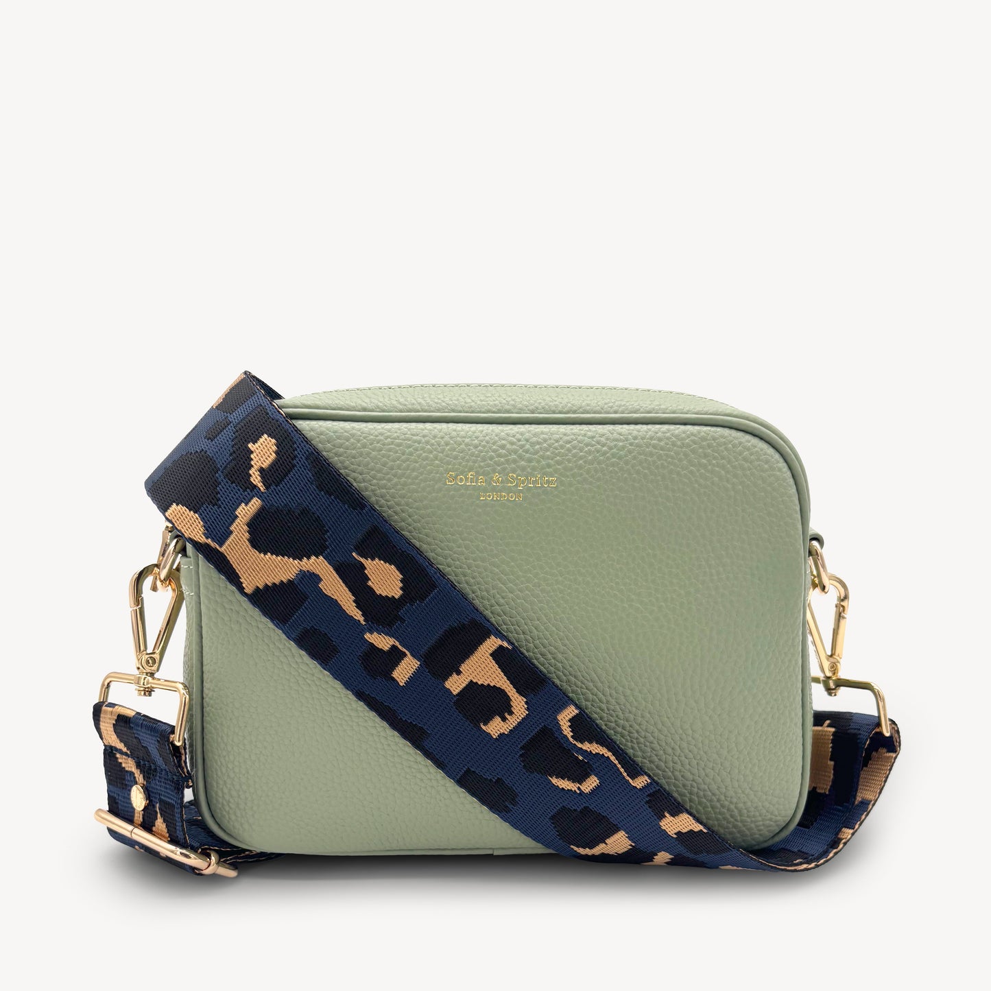 Correa de leopardo azul marino y dorado - Banda elegante con estampado de leopardo