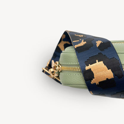 Correa de leopardo azul marino y dorado - Banda elegante con estampado de leopardo