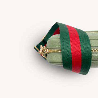 Correa de rayas verdes y rojas vibrante - Accesorio audaz y llamativo