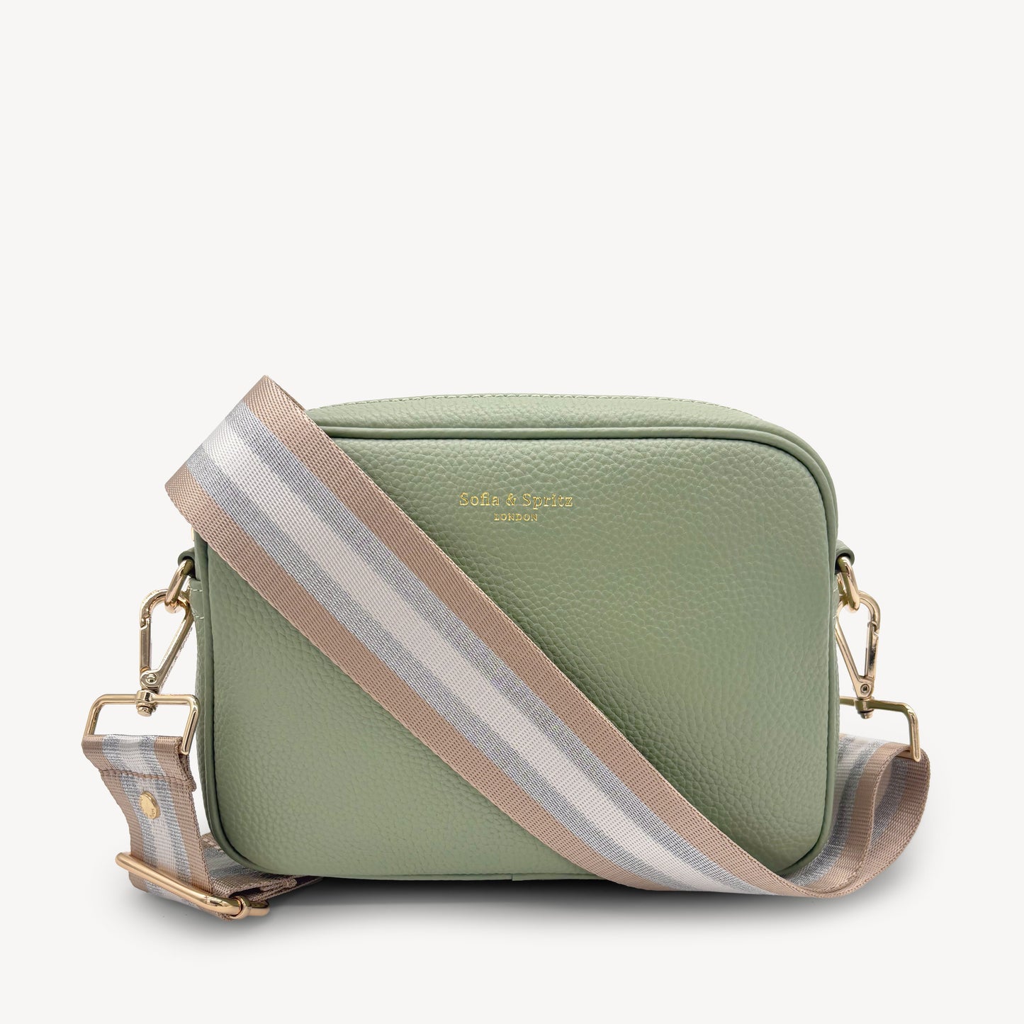 Correa a rayas champán y plata — accesorio lujoso y elegante