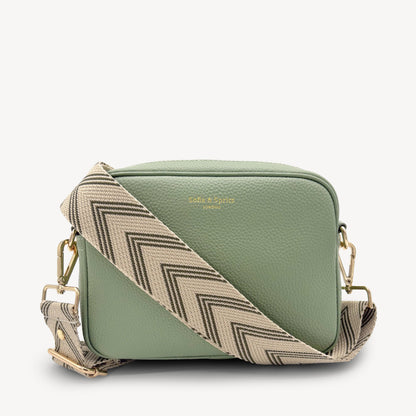 Correa de flecha en verde oliva y piedra — Boho-Chic, accesorio llamativo