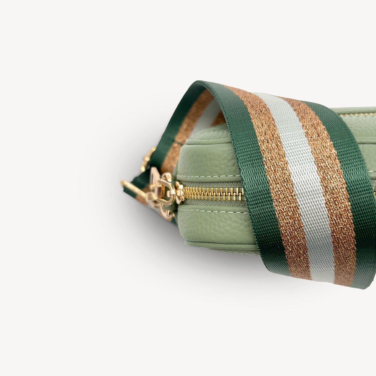 Correa con franja de purpurina verde y dorada - Accesorio brillante para cualquier conjunto