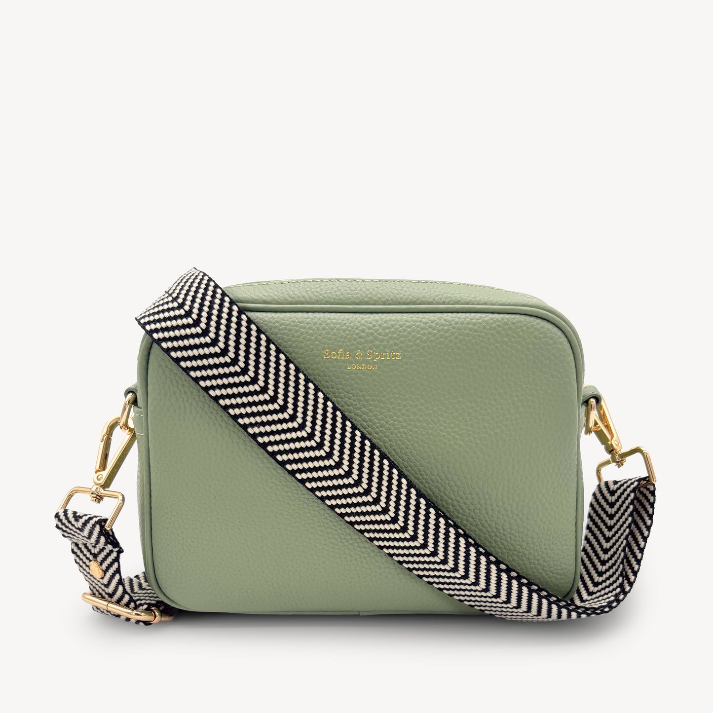 Correa elegante en negro y blanco con diseño chevron