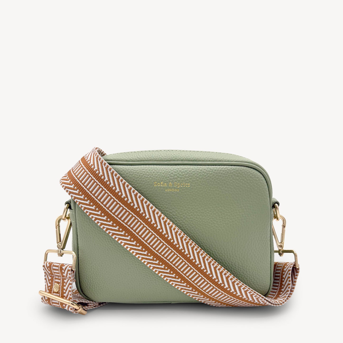 Correa azteca de rayas beige y blanco - accesorio boho chic