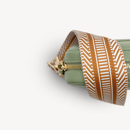 Correa azteca de rayas beige y blanco - accesorio boho chic