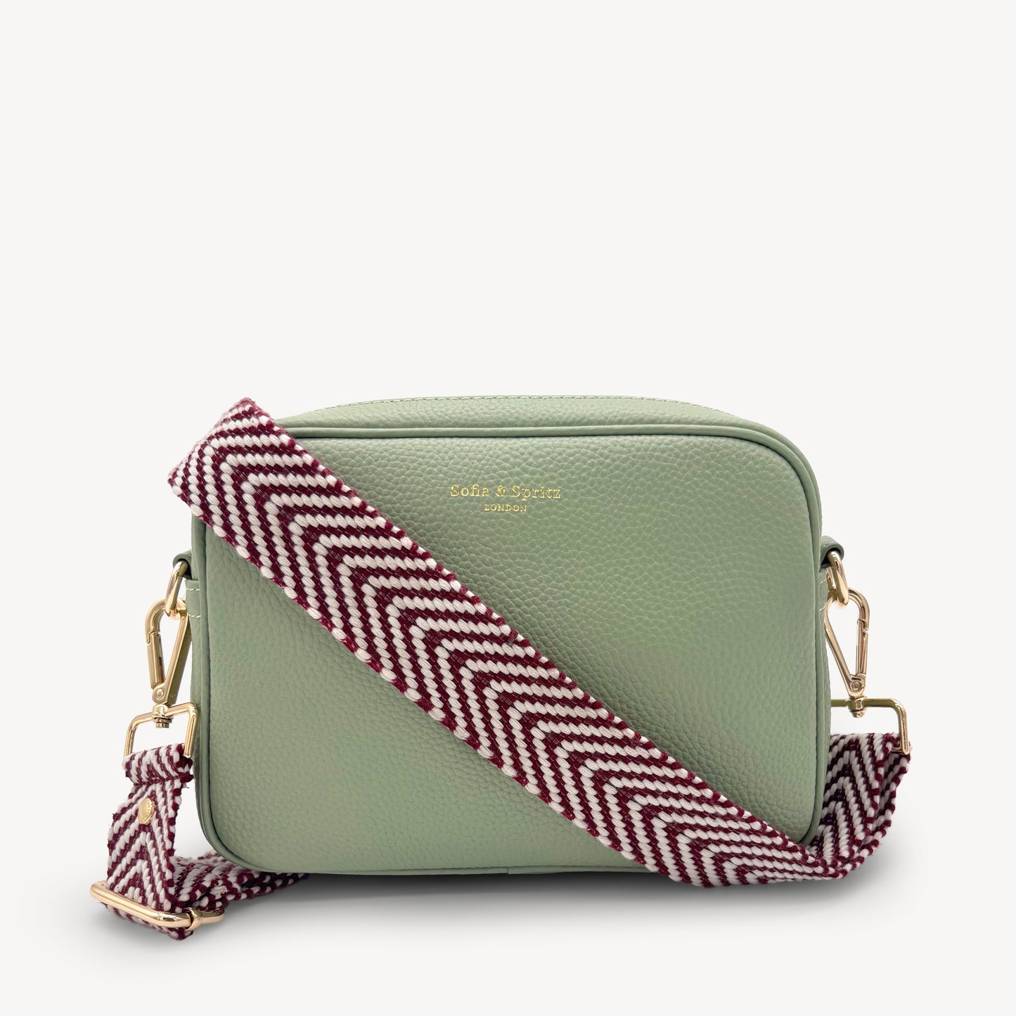 Correa de color burdeos y blanco con patrón en zigzag - Accesorio chic y moderno
