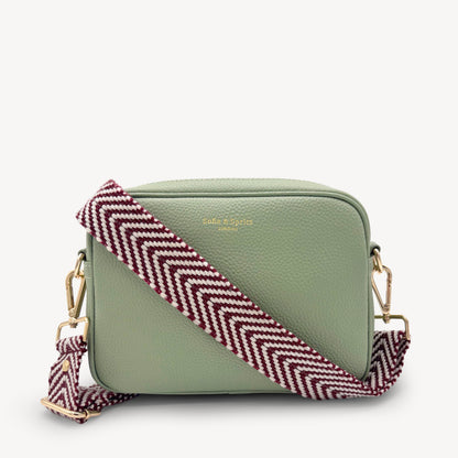 Correa de color burdeos y blanco con patrón en zigzag - Accesorio chic y moderno