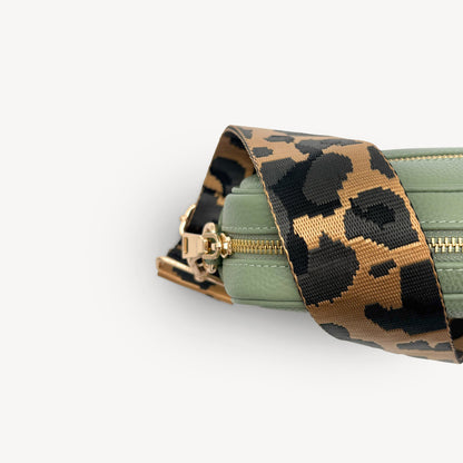Correa dorada y gris con estampado de leopardo - Accesorio de lujo
