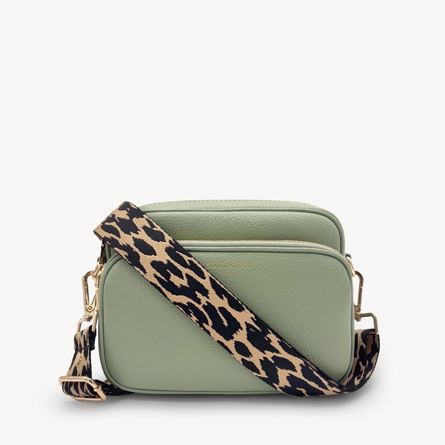 Correa negro y beige con estampado de leopardo - Accesorio elegante con estampado de leopardo