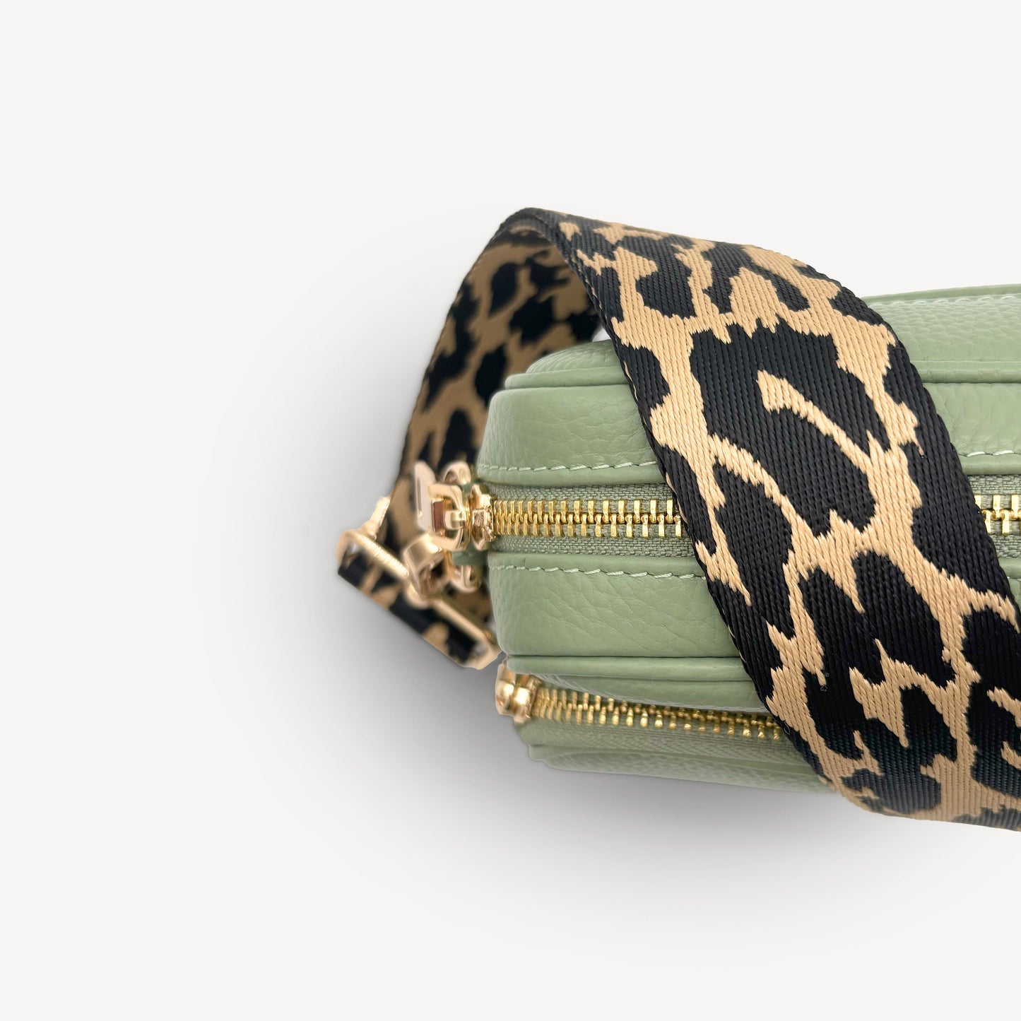 Correa negro y beige con estampado de leopardo - Accesorio elegante con estampado de leopardo