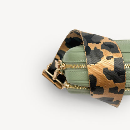 Correa dorada y gris con estampado de leopardo - Accesorio de lujo