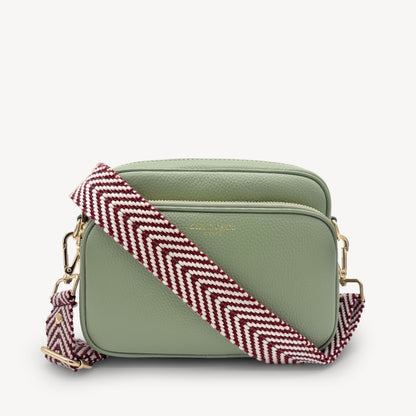 Correa de color burdeos y blanco con patrón en zigzag - Accesorio chic y moderno