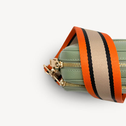 Correa a rayas naranja, beige y negro