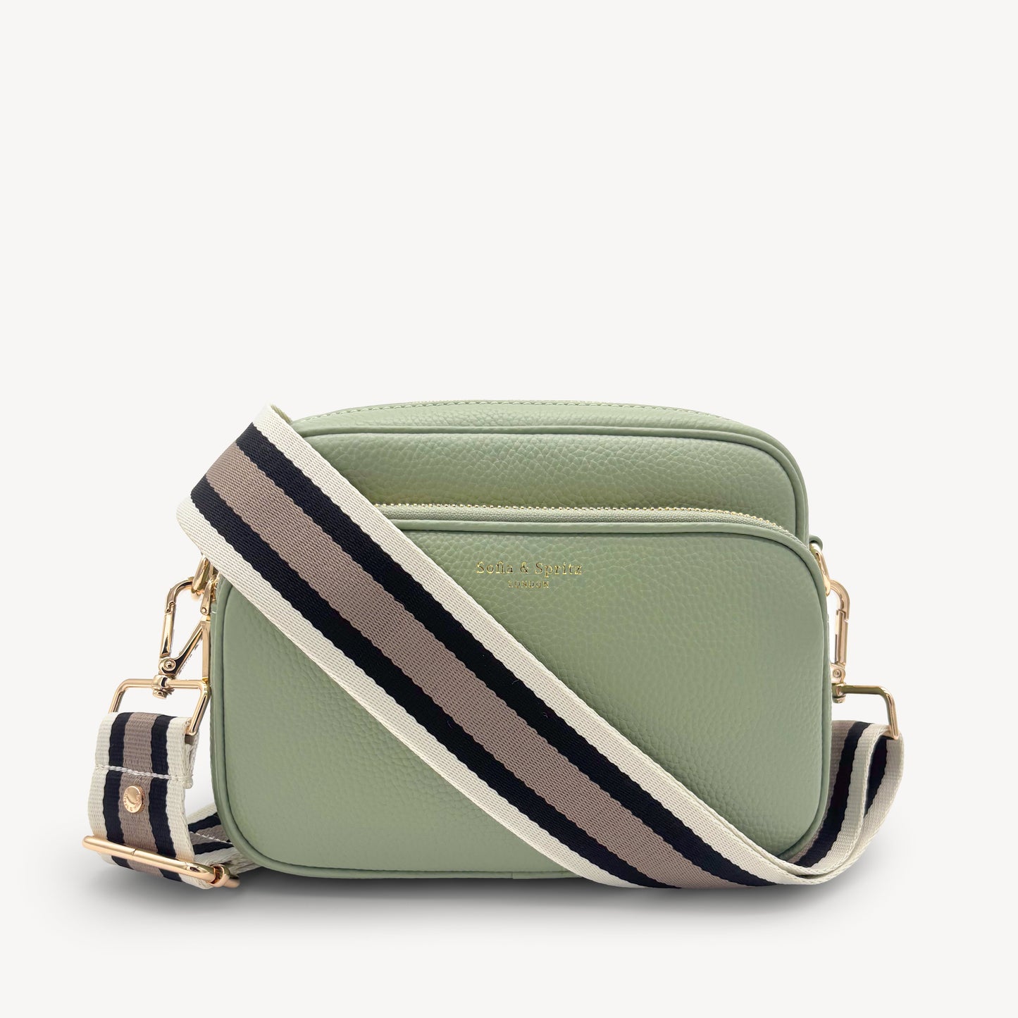 Correa a rayas en negro, piedra y beige - Elegante, versátil y duradera