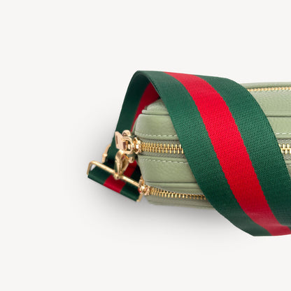Correa de rayas verdes y rojas vibrante - Accesorio audaz y llamativo