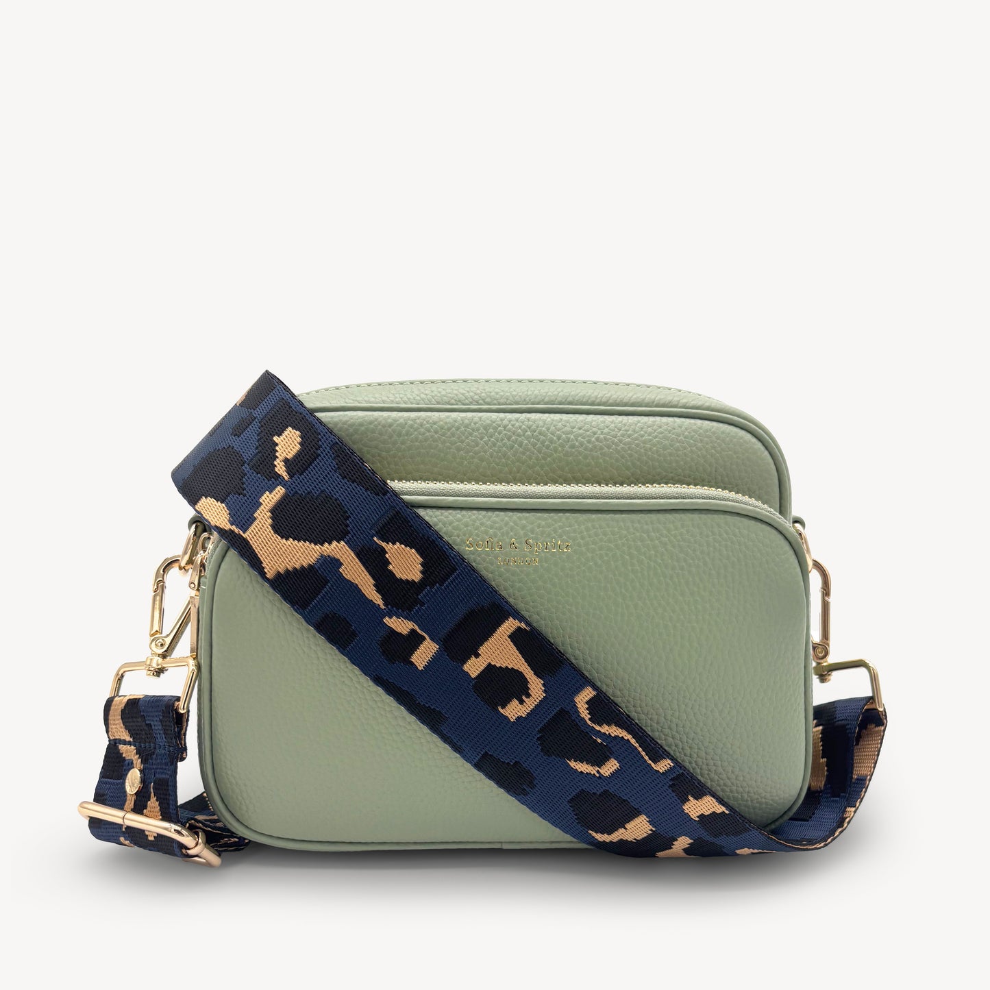 Correa de leopardo azul marino y dorado - Banda elegante con estampado de leopardo