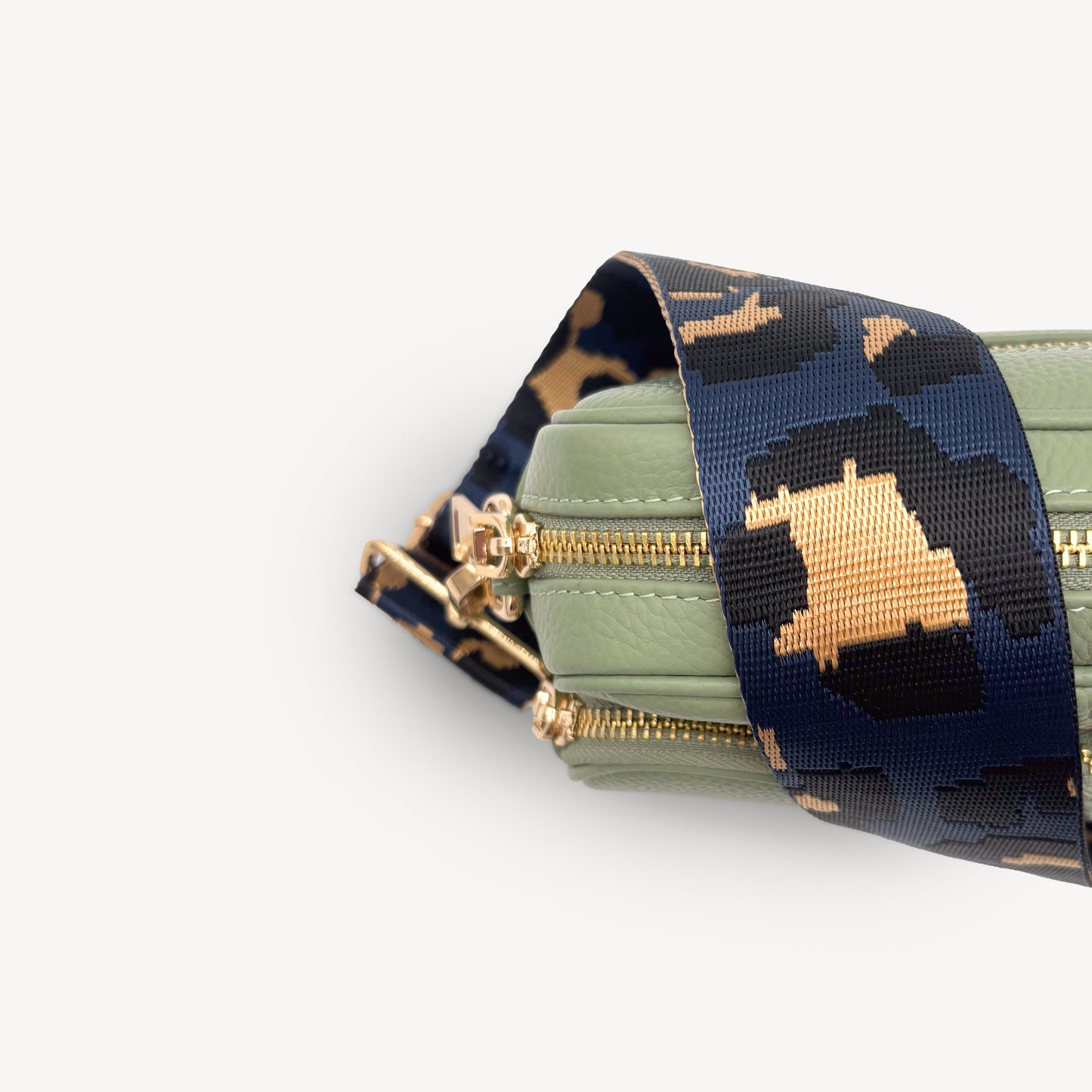 Correa de leopardo azul marino y dorado - Banda elegante con estampado de leopardo