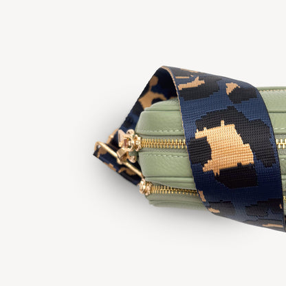 Correa de leopardo azul marino y dorado - Banda elegante con estampado de leopardo