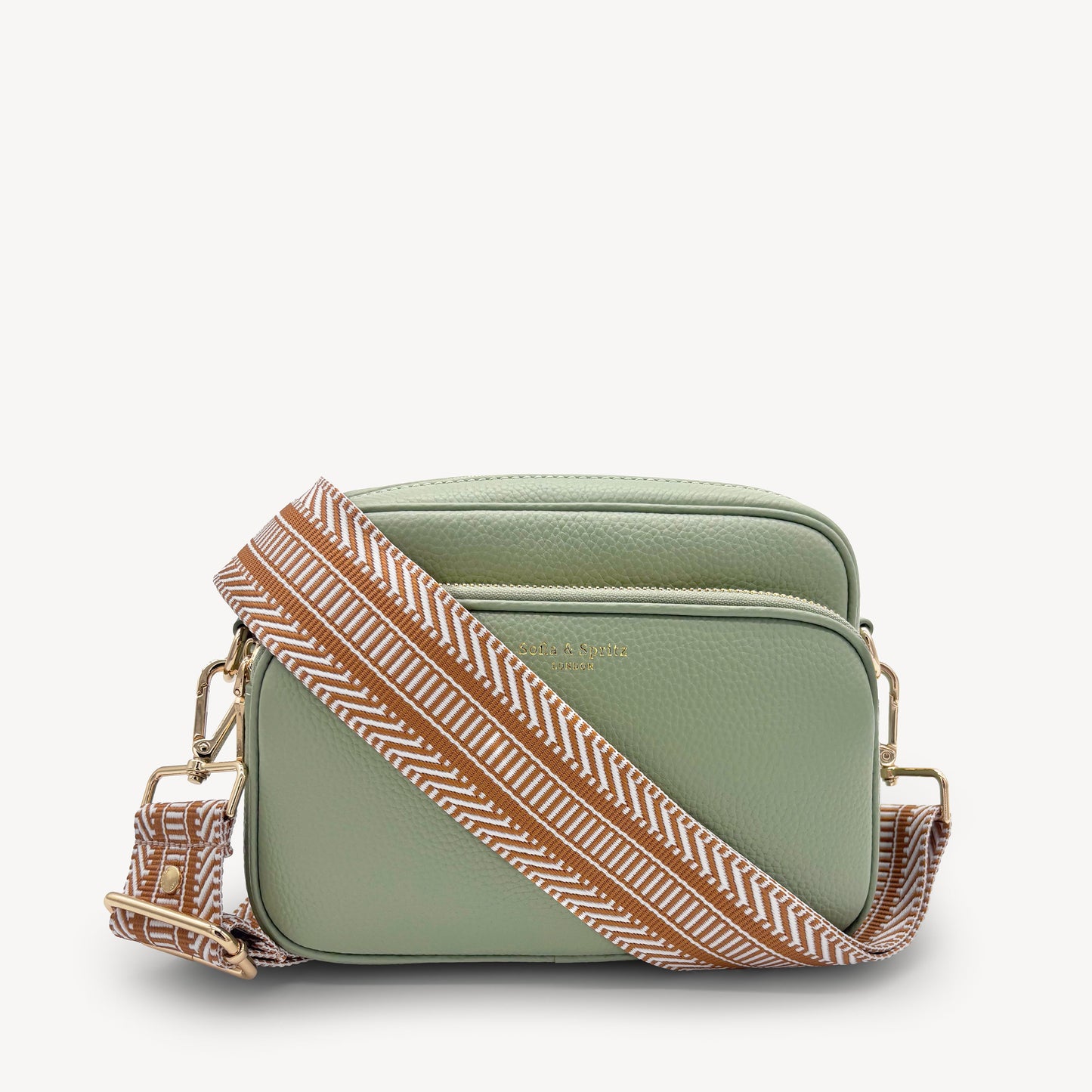 Correa azteca de rayas beige y blanco - accesorio boho chic