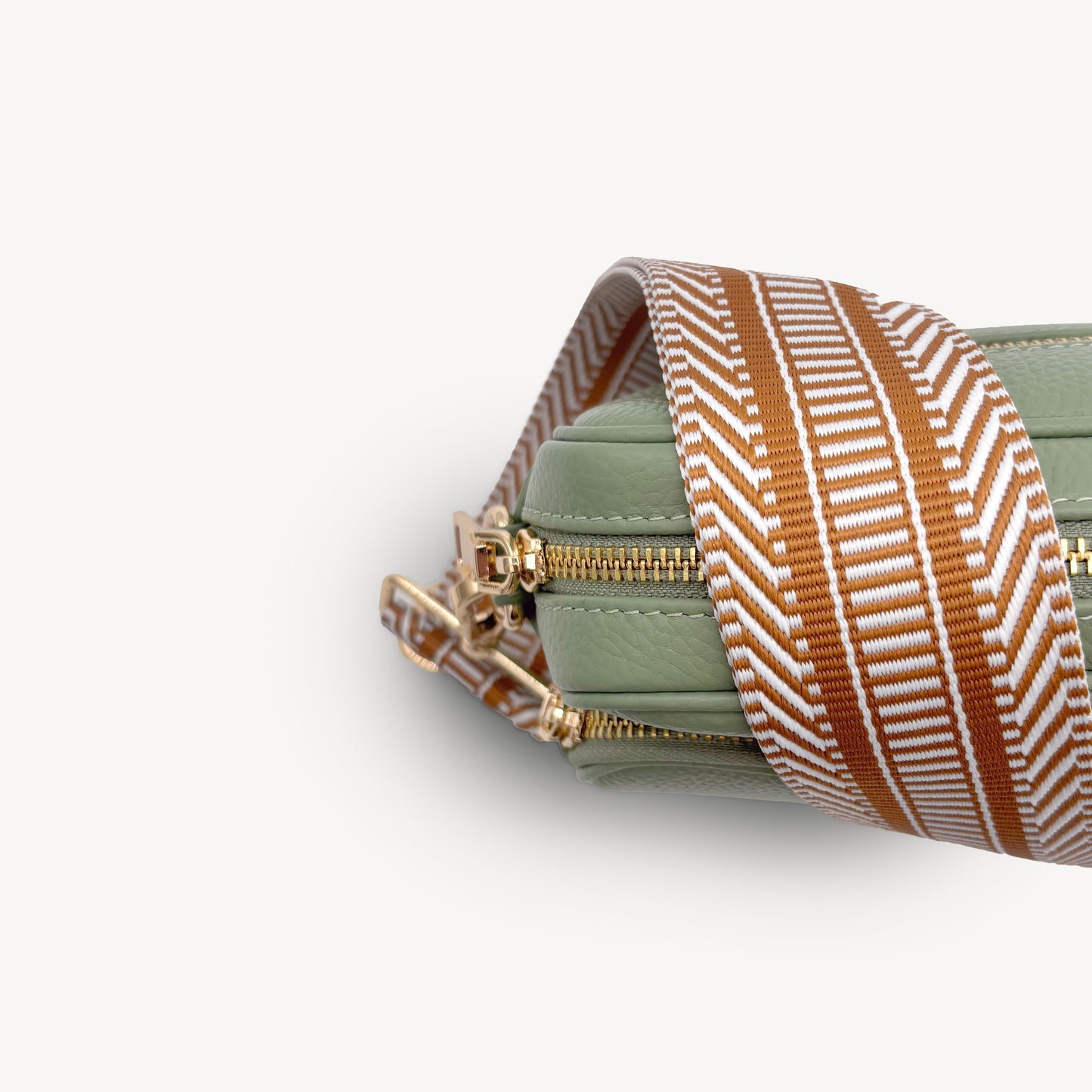 Correa azteca de rayas beige y blanco - accesorio boho chic